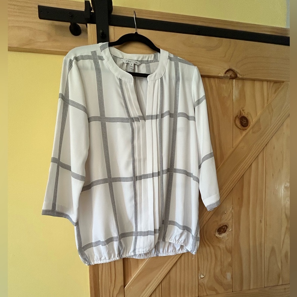 41 Hawthorn Ivory and Black Grid Blouse